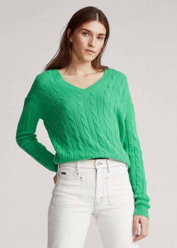 Suéter Polo Ralph Lauren Cable-Knit Cashmere Mulher 27095-EIVQ